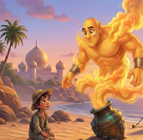 El pescador y el genio gruñón 🧞‍♂️🌊